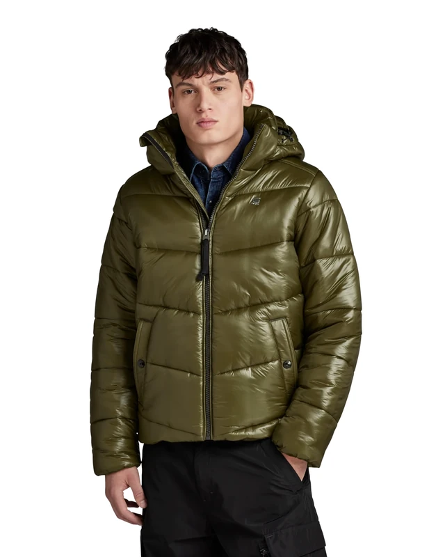 G-Star Men's Padded Hooded Puffer, Green (shadow olive D24676-D418-B230), XL