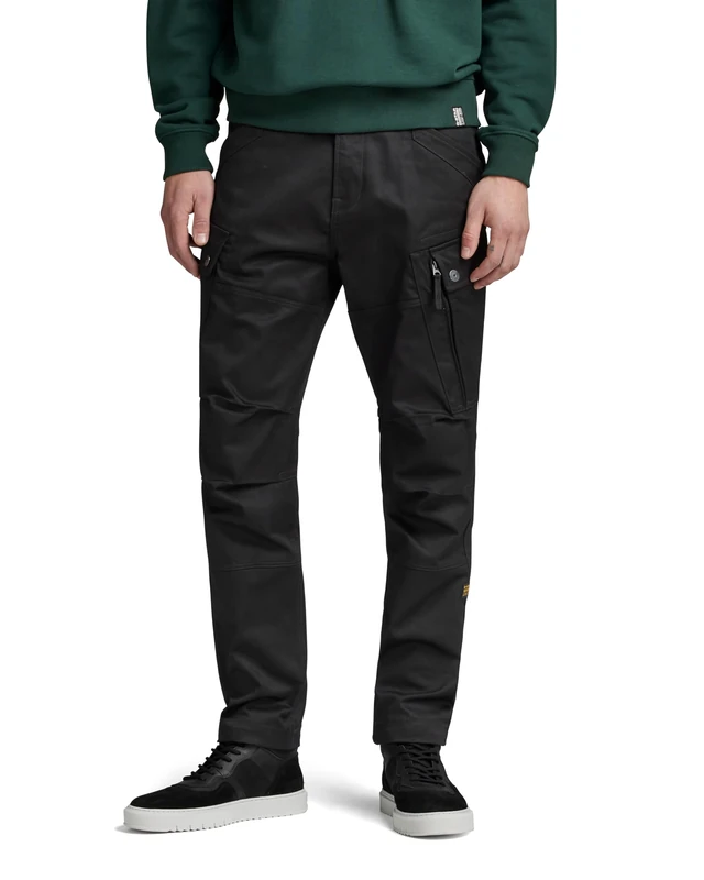 G-Star Men's Zip Cargo Pants Regular Tapered, Black (dk black D24720-C072-6484), 35W / 32L
