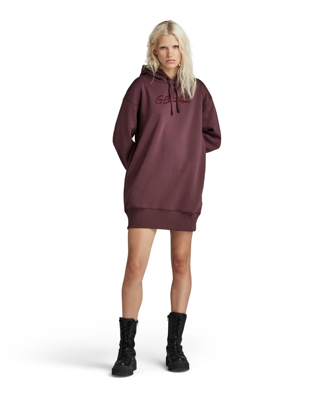 G-Star Women's Flock Hooded Sweat Dress , Purple (vineyard wine D24669-A971-D303), XS