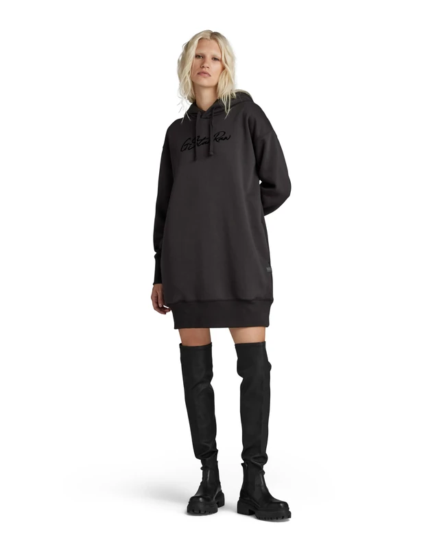 G-Star Women's Flock Hooded Sweat Dress , Black (dk black D24669-A971-6484), XXS