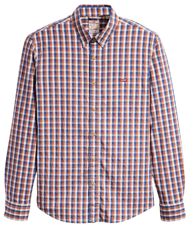 Levi's Men's Long-Sleeve Battery Housemark Slim Shirt, Apollo Plaid Limoges, L