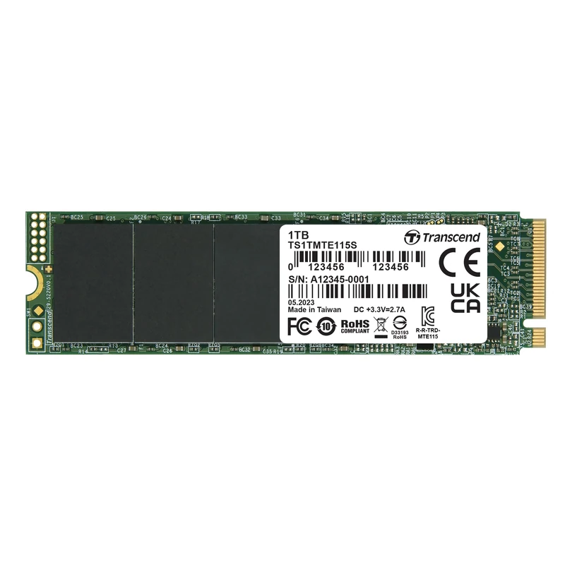 Transcend MTE115S 1TB NVMe PCIe Gen3 x4 SSD, Read/Write up to 3,000/2,000 mb/s with 3D NAND Flash TS1TMTE115S