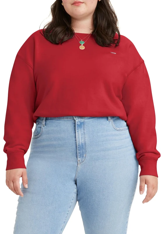 Levi's Women's Standard Crew Sweatshirt, Script Red, XXS