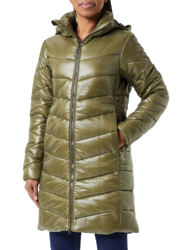 G-Star Women's Slim Hooded Long Coat , Green (shadow olive D24677-D418-B230), L