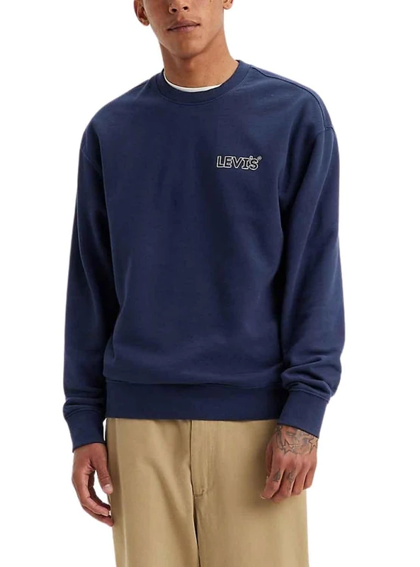Levi's Men's Relaxd Graphic Crew Sweatshirt, Chrome Headline Naval Academy, XS