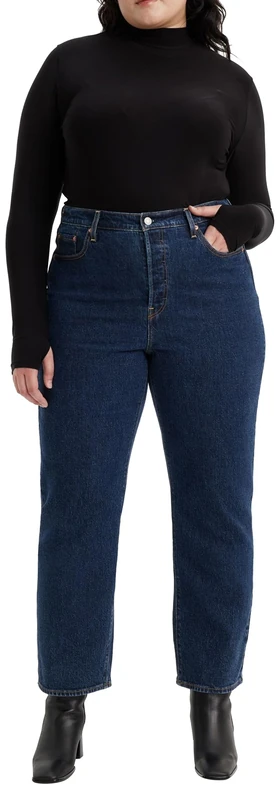 Levi's Women's Ribcage Straight Ankle, Salsa Dark Stone, 32W / 27L - Image 1