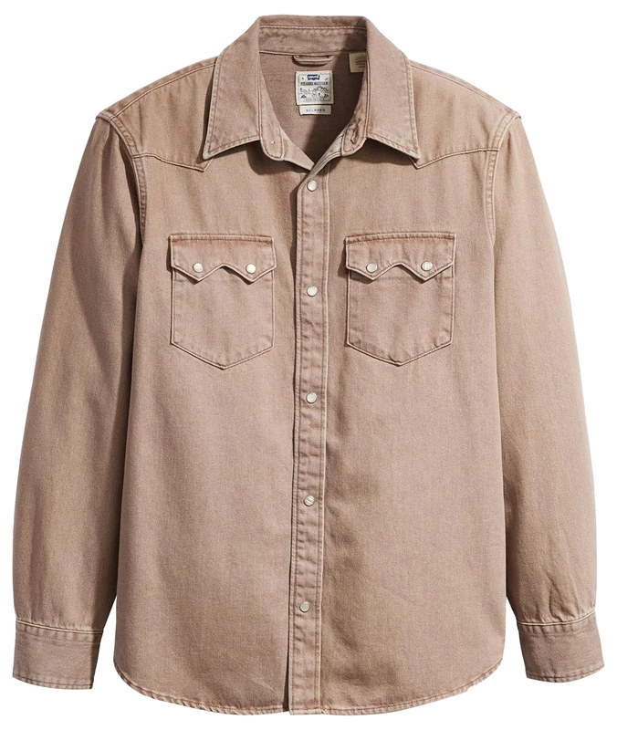 Levi's Men's Sawtooth Relaxed Fit Western Shirt, Clark Brown Denim, S