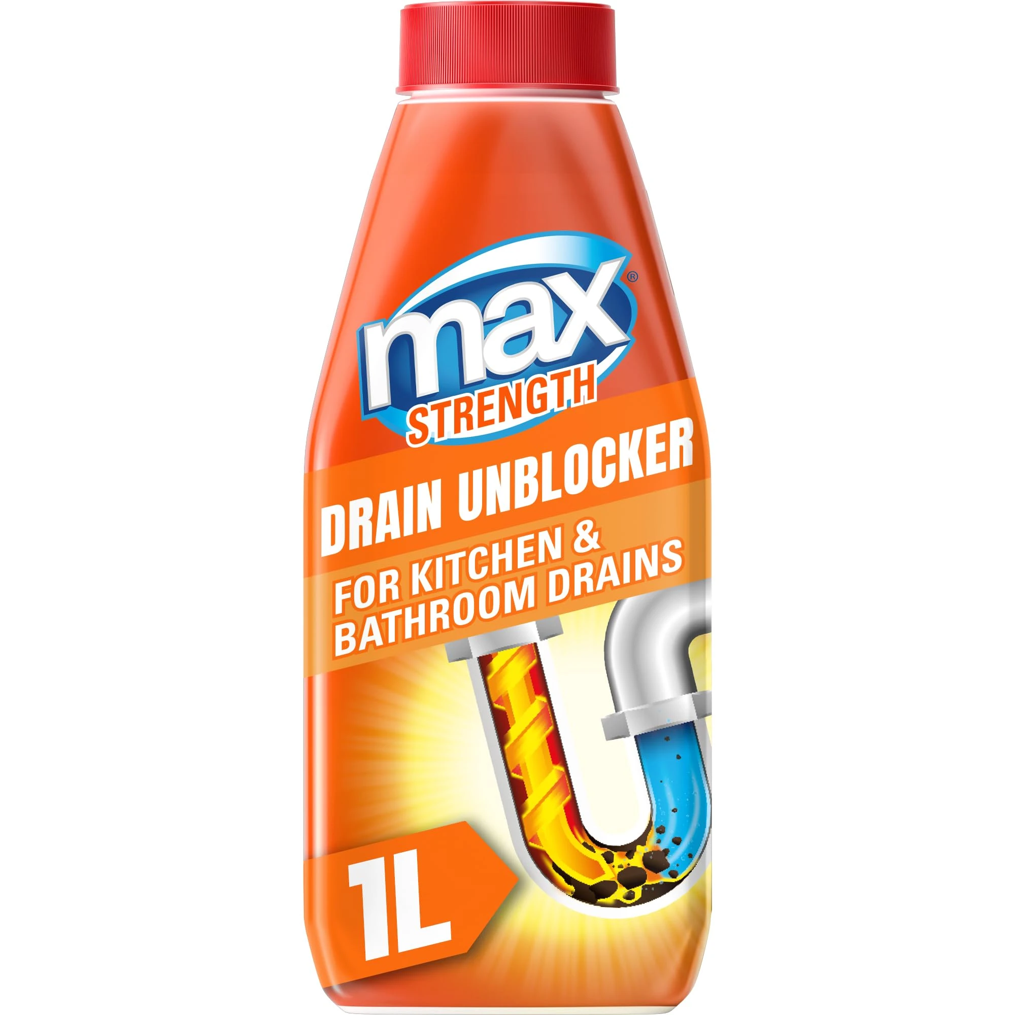 Drain & Unblocker, Max Strength 1L Heavy Duty Toilet & Sink Unblocker, Fast-Acting Shower Drain Cleaner, Easy to Use for Kitchen and Bathroom