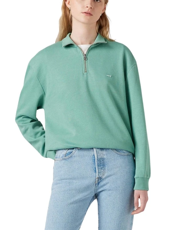 Levi's Women's Everyday 1/4 Zip Non Graphic Sweatshirt, beryl green, XS