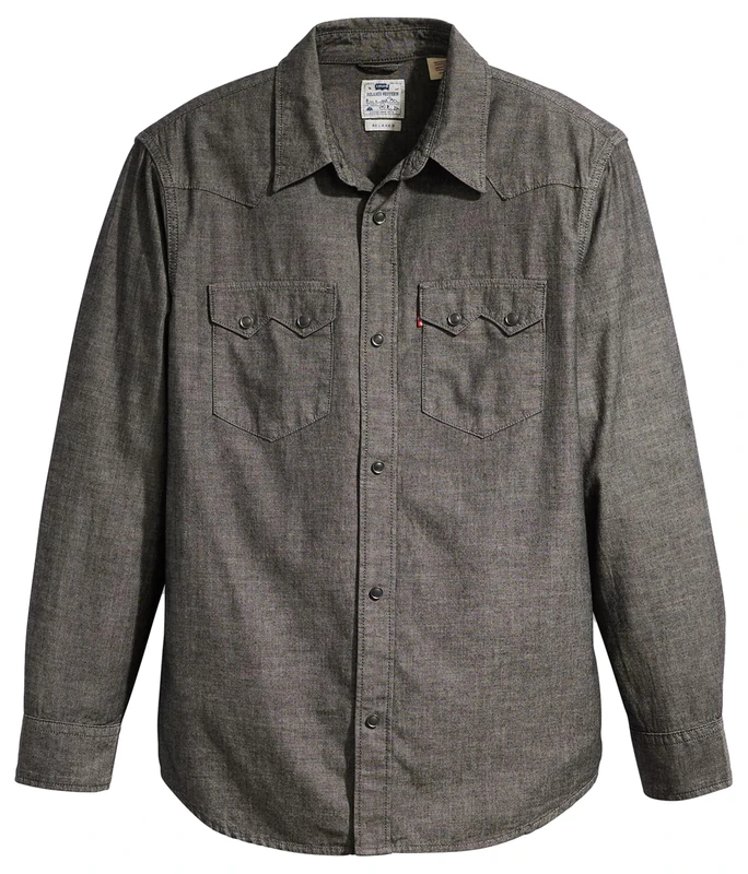 Levi's Men's Sawtooth Relaxed Fit Western Shirt, Camden Black Chambra, S