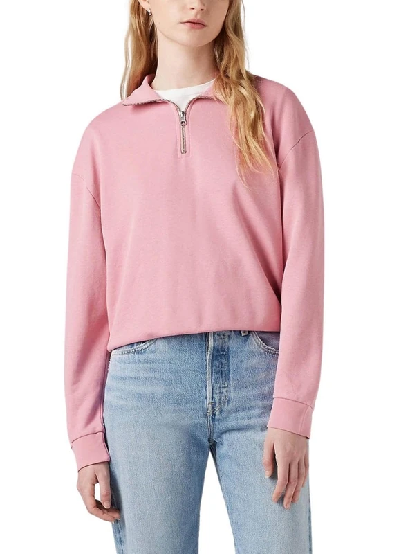Levi's Women's Everyday 1/4 Zip Pullover Sweatshirt, Tameless Rose, XS