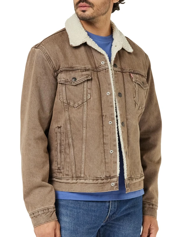 Levi's Men's Type 3 Sherpa Trucker Denim Jacket, Breakfast Sandwich, XS