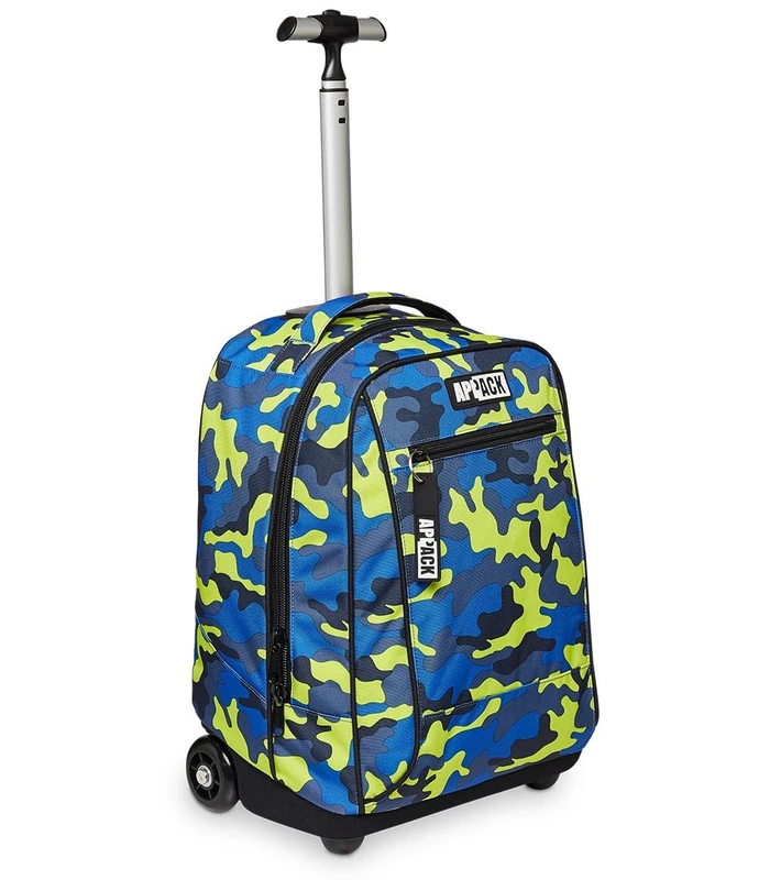 Appack Big School Trolley Blue, 2 in 1, Double Use, with Shoulder Straps for Backpack, Maxi Wheels, Mazi Capacity, School & Leisure, Children and Youth, Blue, Taglia unica, School