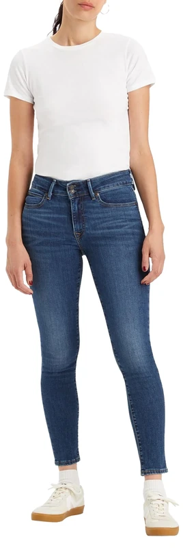 Levi's Women's 711 Double Button Jeans, Blue Wave Dark, 24W / 30L