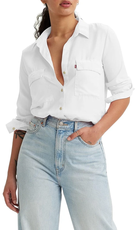 Levi's Women's Doreen Utility Shirt, Bright White, M - Image 1