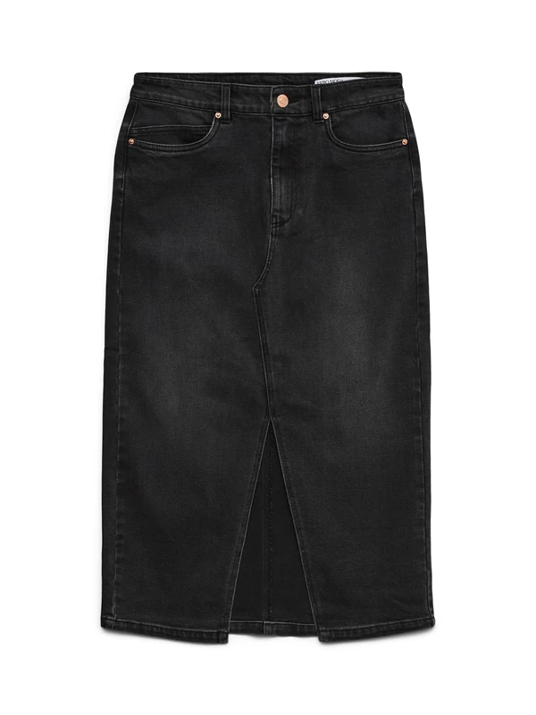 VERO MODA Womens Vmveri Hr Calf Ga Noos Denim Skirt, Black, XS UK