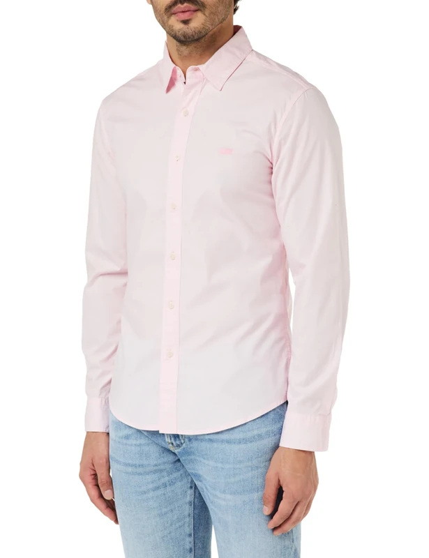 Levi's Men's Long-Sleeve Battery Housemark Slim Shirt, Barely Pink, L