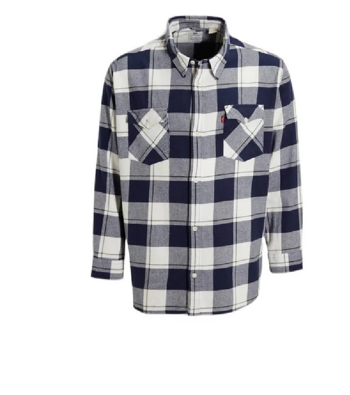 Levi's Men's Big & Tall Relaxed Fit Western Shirt, Gough Plaid Naval Ac, XL