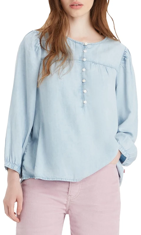 Levi's Women's Halsey 3/4 Sleeve Woven Blouses, Tech Tricks No Damage, XS