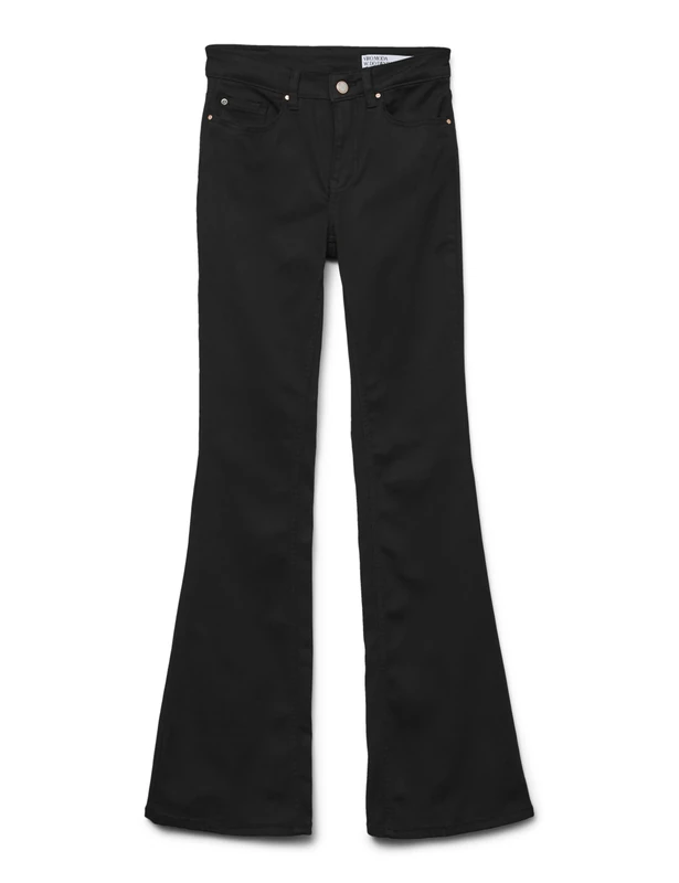 VERO MODA Womens Vmflash Mr Li140 Ga Noos Flared Jeans, Black, XS/ 30L UK