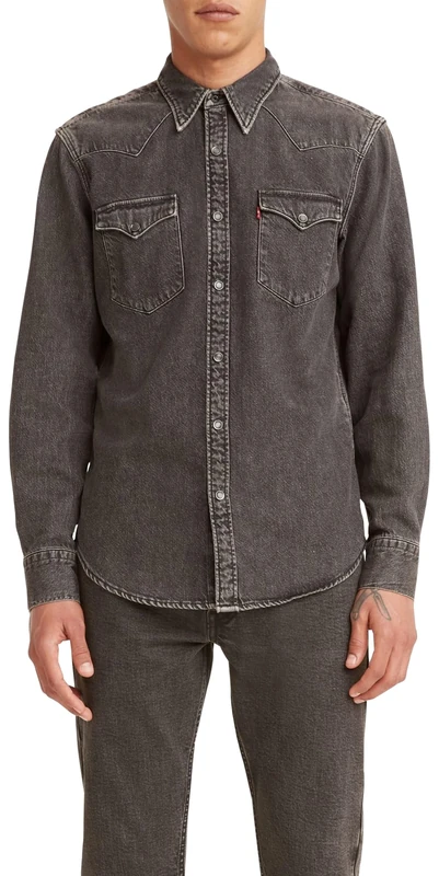 Levi's Men's Barstow Western Standard Woven shirts, Black Washed, XXL
