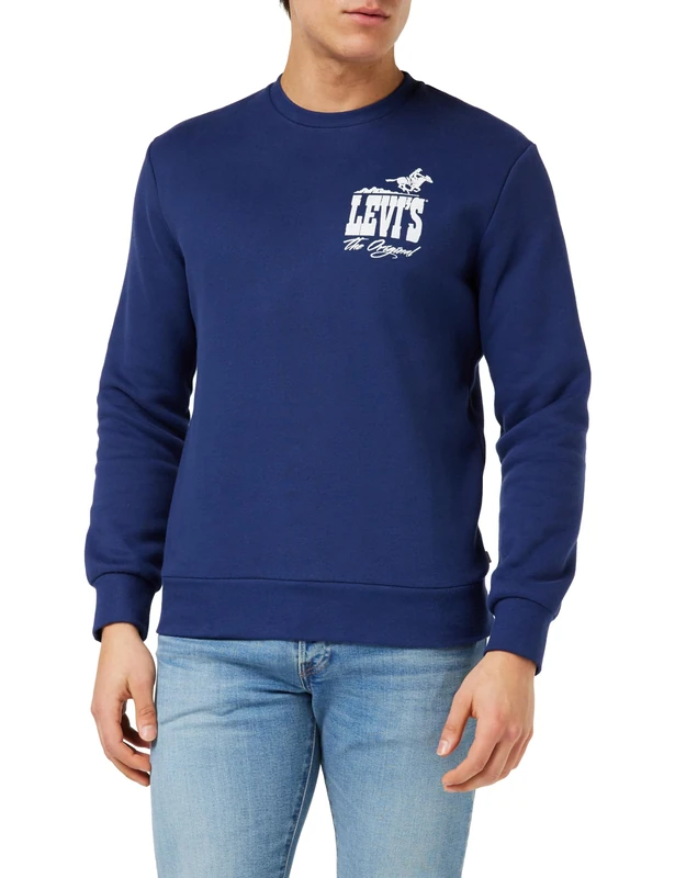 Levi's Men's Standard Graphic Crew Sweatshirt, Western Htg Logo Naval Academy, S