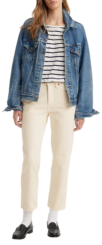 Levi's Women's 501 Crop Jeans, Ecru Booper No Damage, 27W / 28L