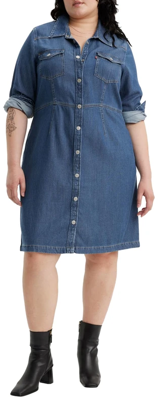 Levi's Women's Plus Size Otto Western Dress, Square Deal, 3XL