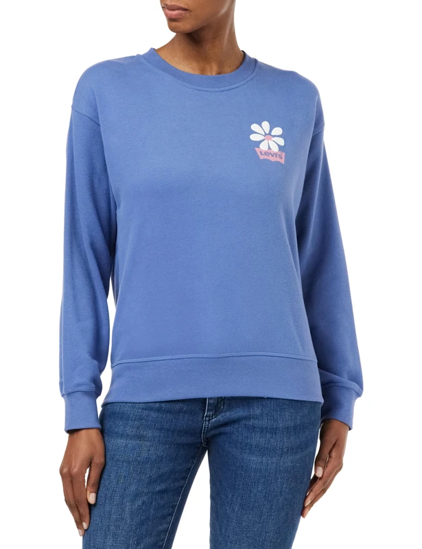 Levi's Women's Graphic Standard Crewneck Sweatshirt, Batwing Schoolyard, XS