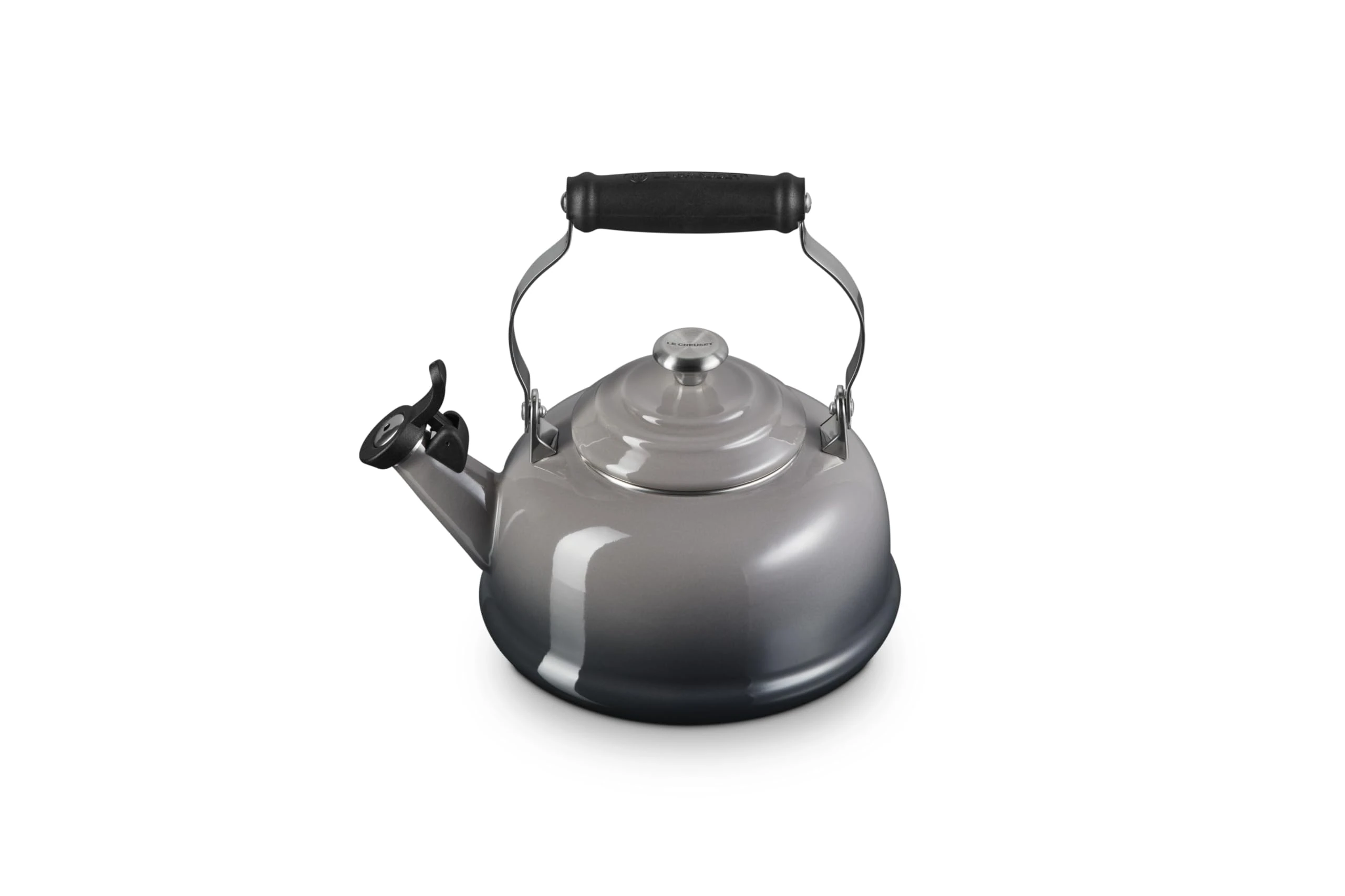 Le Creuset Enamel On Steel Whistling Tea Kettle with Metal Finishes, 1.7 qt., Oyster
