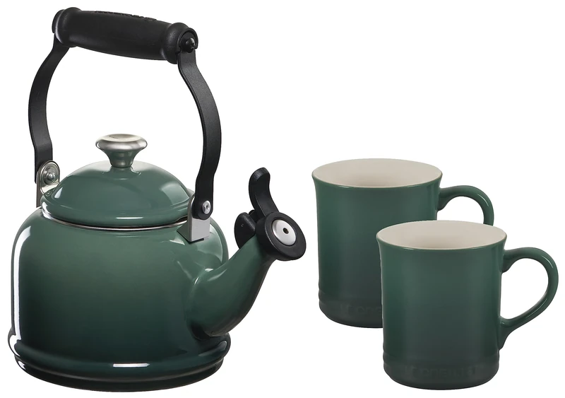 Le Creuset Artichaut Demi Kettle & 2 Mugs Set - 1.25 qt Carbon Steel