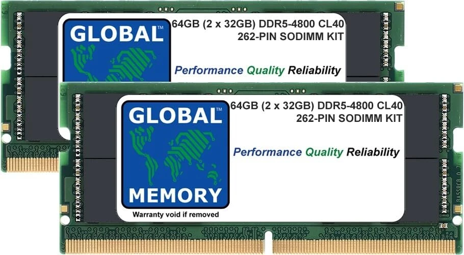 64GB (2 x 32GB) DDR5 4800MHz PC5-38400 262-PIN SODIMM MEMORY RAM KIT COMPATIBLE WITH LAPTOPS/NOTEBOOKS