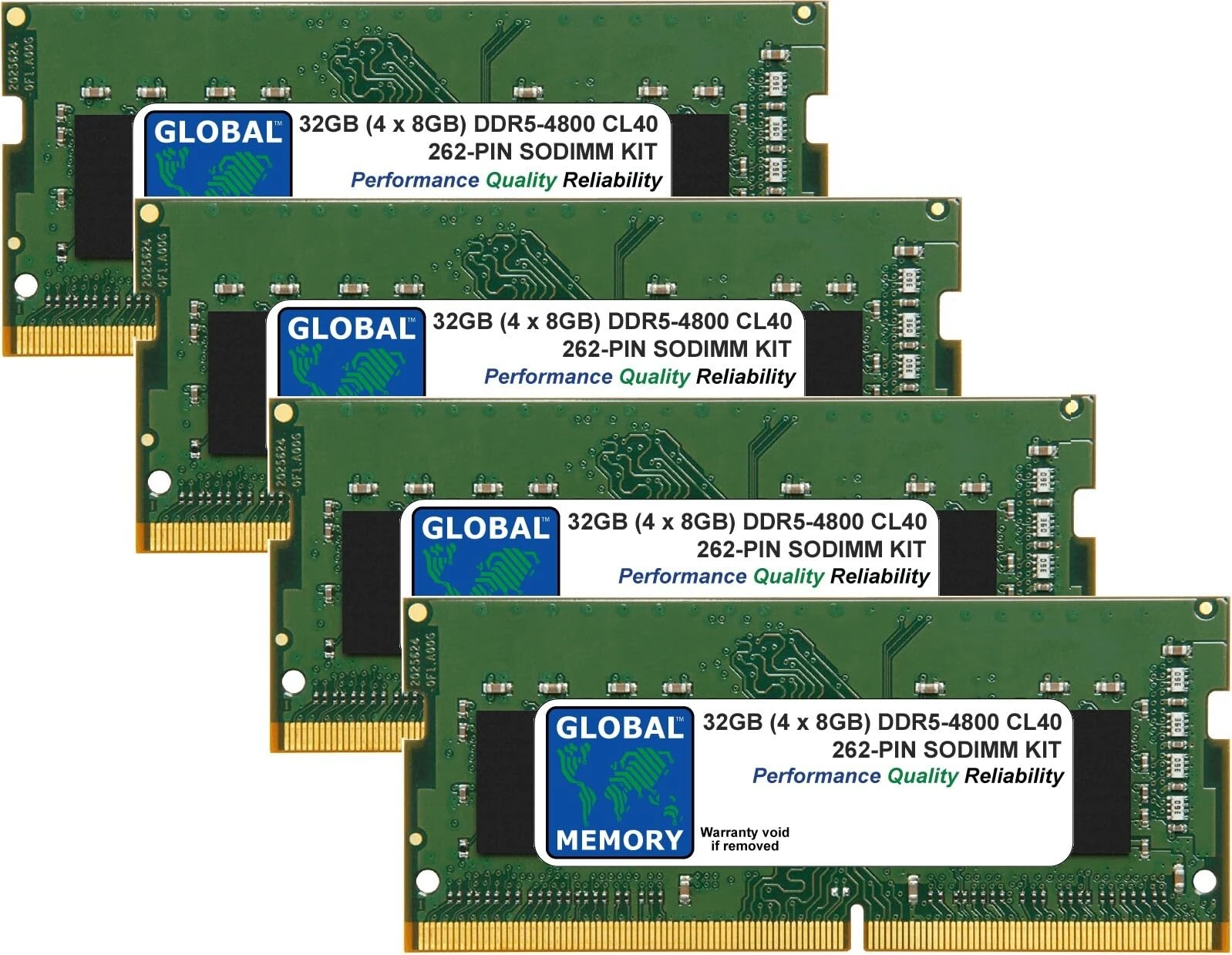 32GB (4 x 8GB) DDR5 4800MHz PC5-38400 262-PIN SODIMM MEMORY RAM KIT COMPATIBLE WITH LAPTOPS/NOTEBOOKS