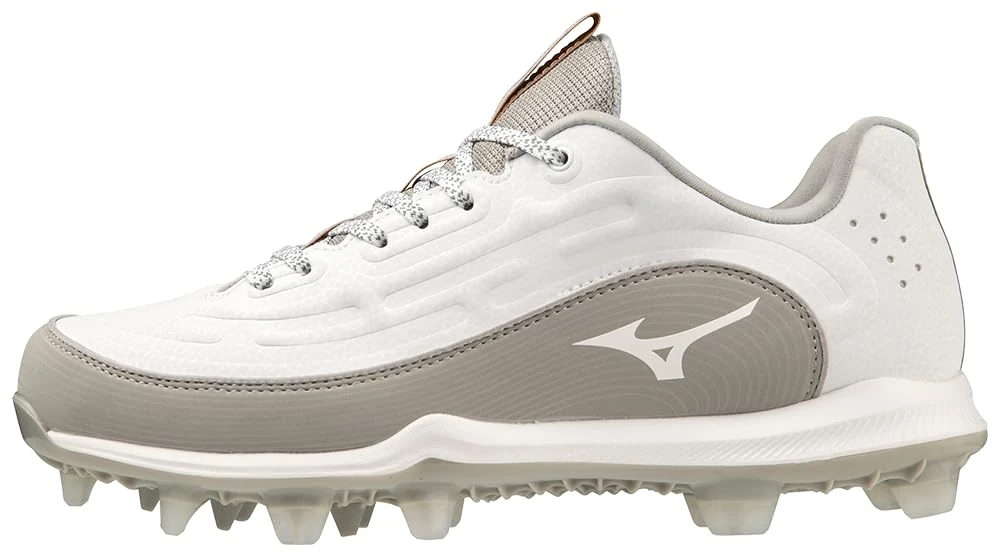 Mizuno Women's Finch Elite 6 Low TPU Softball Cleat, White/Grey, 9 UK