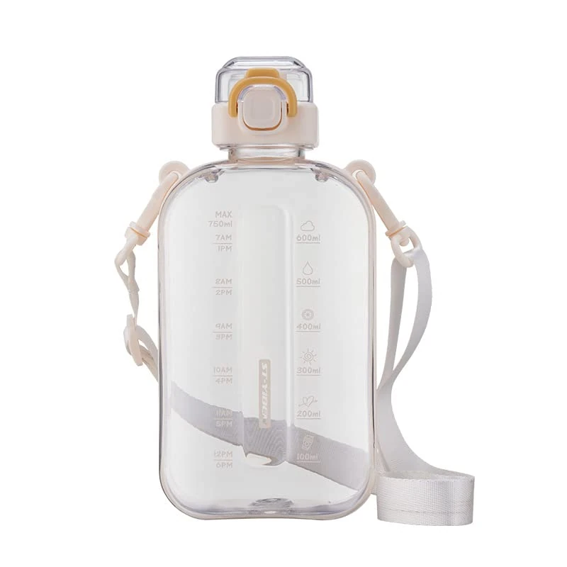 Sports Water Bottle 750ml, Leakproof Drinks Bottle, Gym Water Bottle, Waterbottle with Healthy Material for Travel Picnic Camping Hiking (Transparent)