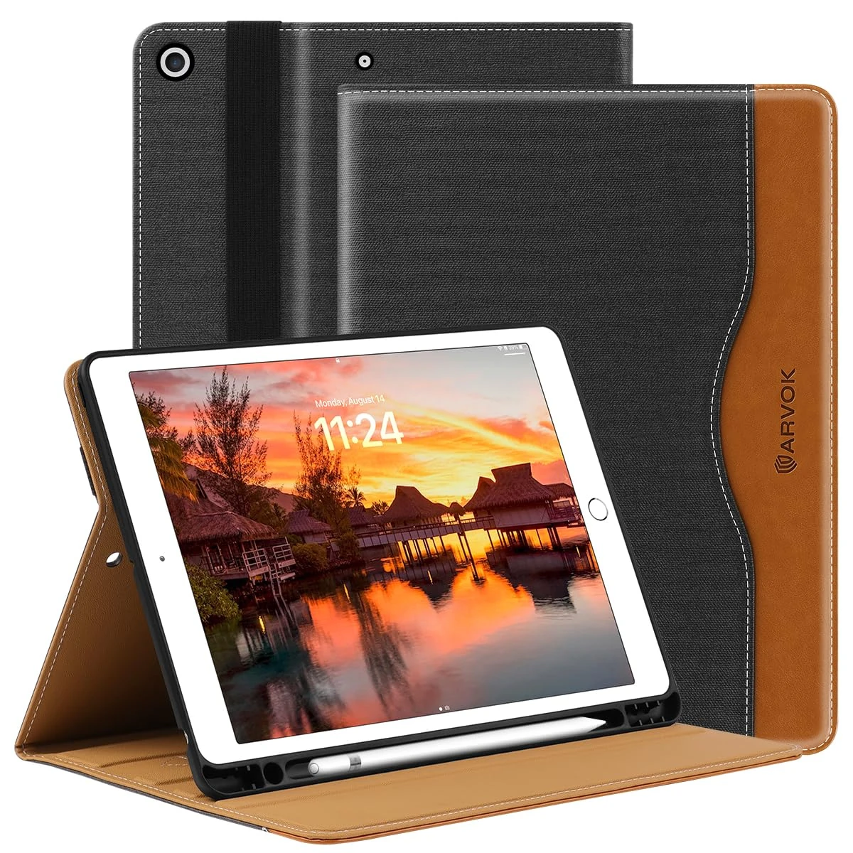 ARVOK for iPad 9th/8th/7th Generation Case 10.2 inch (2021/2020/2019), Premium Leather Business Folio Stand Cover with Built-in Apple Pencil Holder, Auto Wake/Sleep for iPad 9/8/7 gen