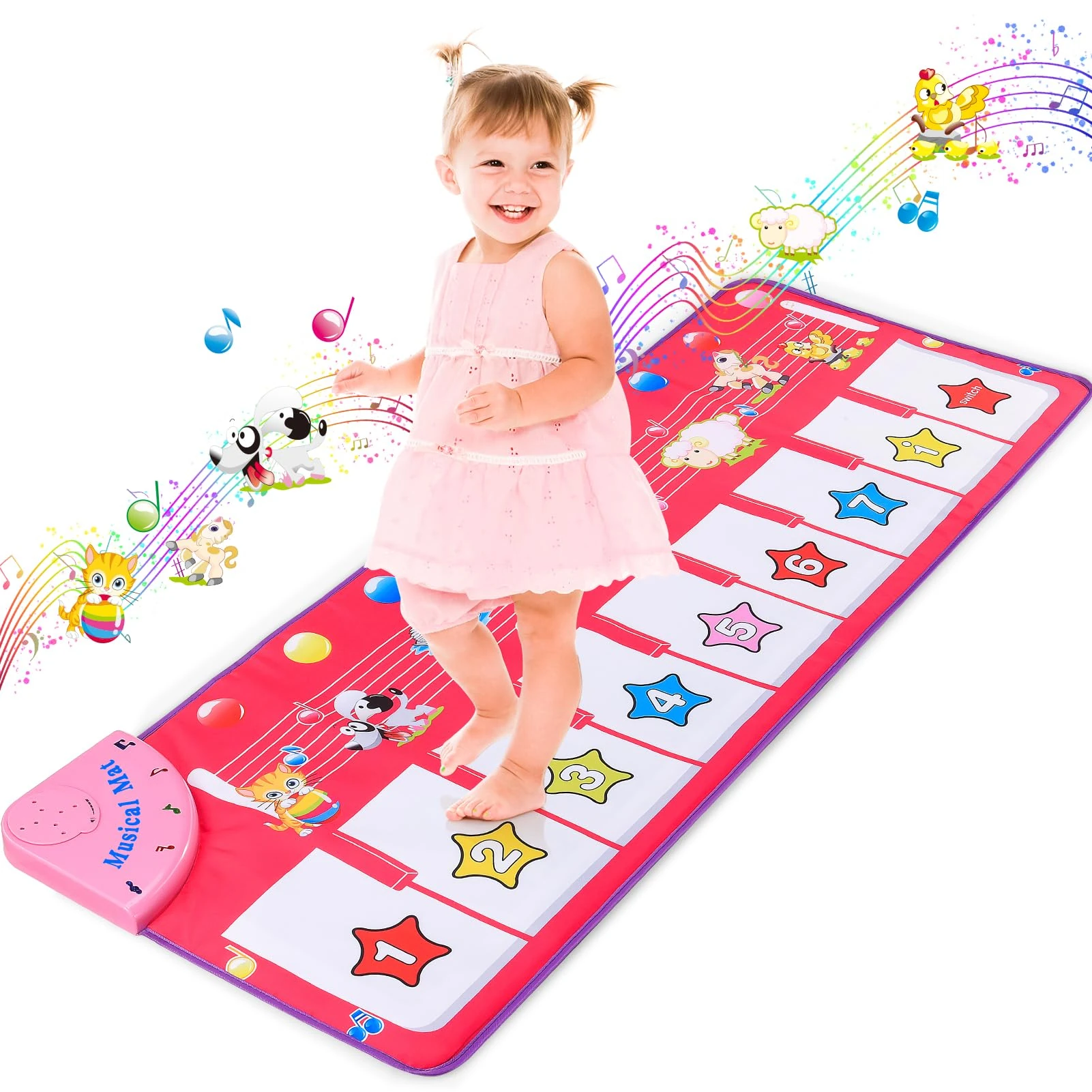 Musical Toys for 1 2 3 Year Old Girls Gifts, Piano Dance Mat for Kids with 8 Animals Sounds, Early Educational Toddlers Baby Toys Birthday Present for Girls Kids - Christmas Xmas Gifts