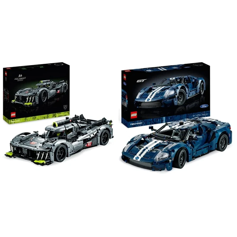 LEGO 42156 Technic PEUGEOT 9X8 24H Le Mans Hybrid Hypercar, Iconic Racing Car Model Kit For Adults to Build & 42154 Technic 2022 Ford GT Car Model Kit for Adults to Build