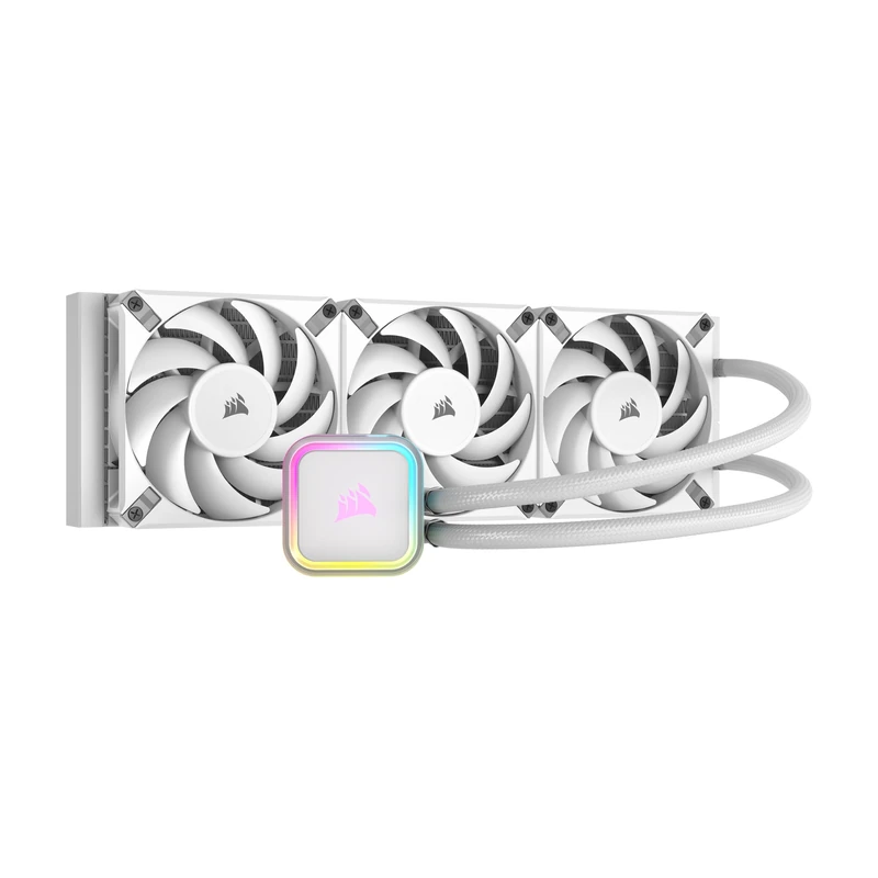 Corsair H150i RGB ELITE Liquid CPU Cooler - 360mm AIO - AF120 ELITE PWM Fans - Intel® LGA 1700, 1200, 2066, AMD® AM5 & AM4 Sockets - White