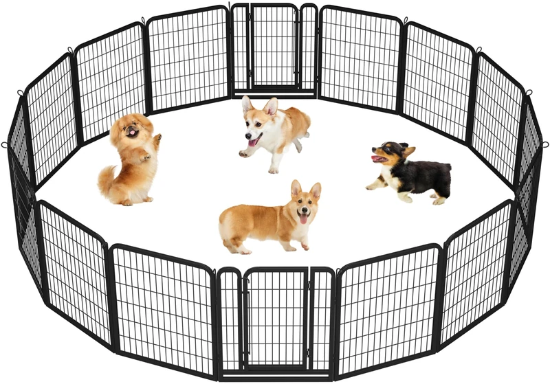 Yaheetech Lightweight Dog Playpen, 16 Panel 80cm Dog Fence Pet Exercise Pen Portable Puppy Play Pen Suitable for RV/Camping