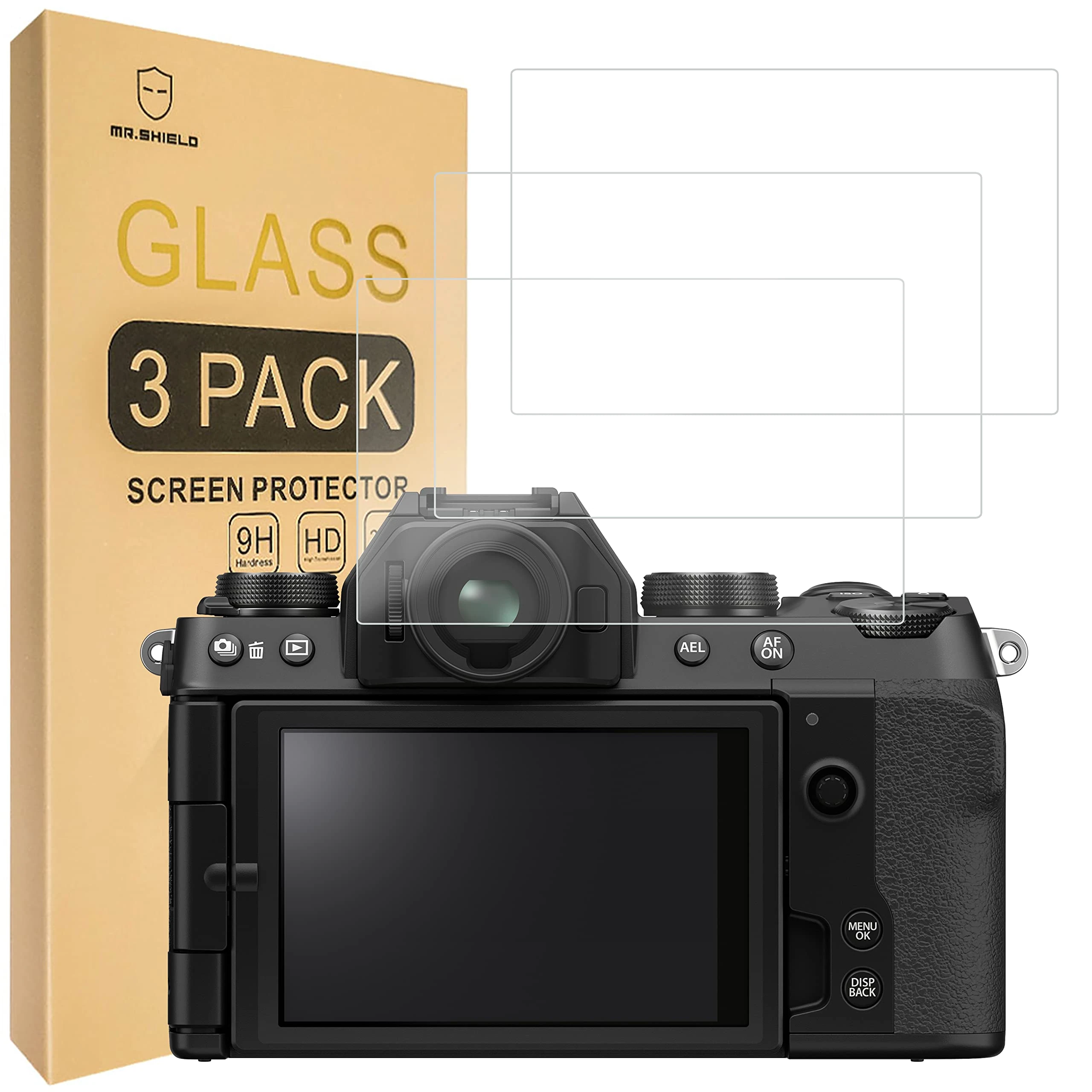 Mr.Shield Screen Protector For Fujifilm X-E3, X-S10, X-A1, X-A2, X-M1, XE3, XS10, XA1, XA2, XM1 Camera [Tempered Glass] [9H Hardness] [3-Pack] Screen Protector