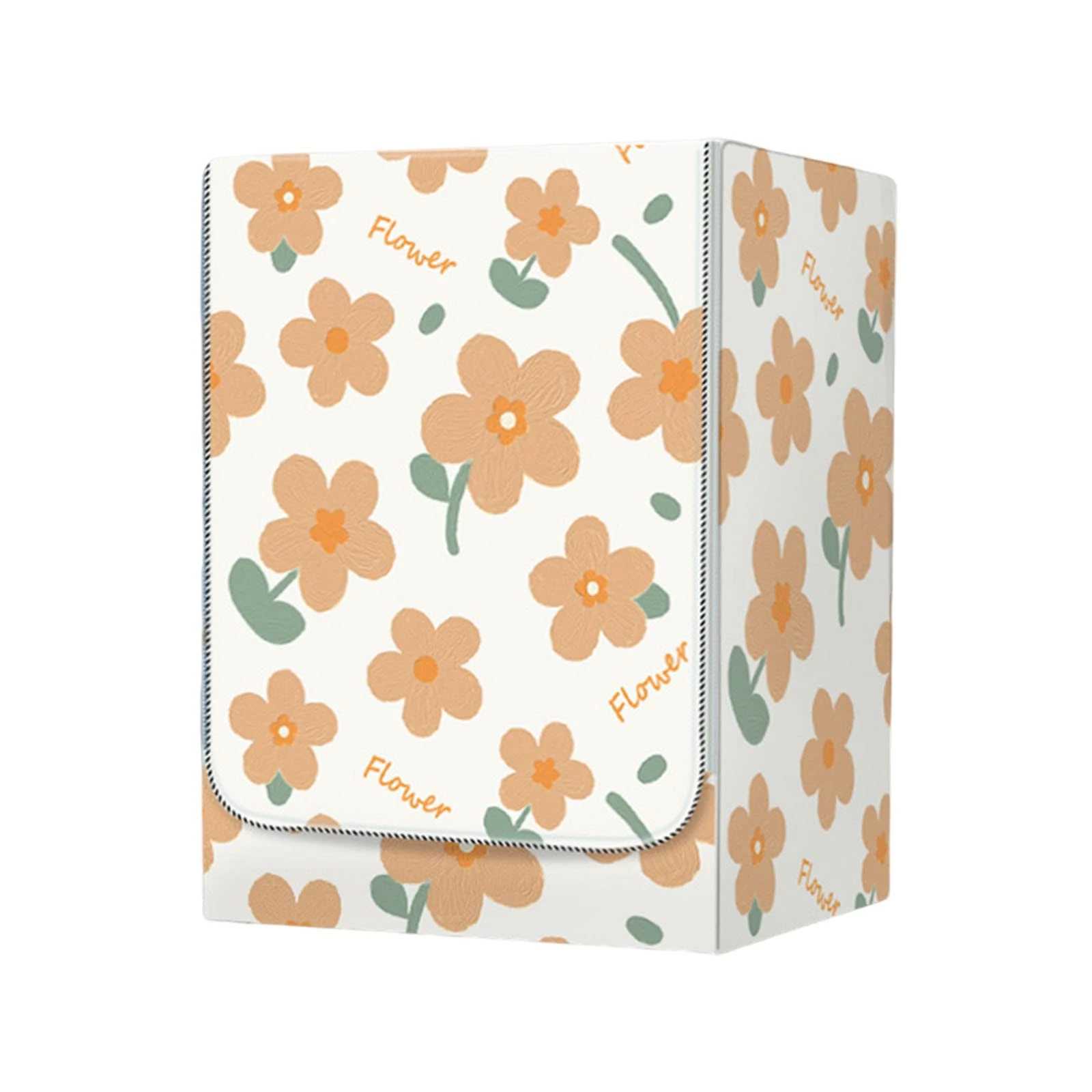 FANSU Washing Machine Cover Waterproof Dustproof Grey Front Load Washer Dryer Machine Cover Protector Sunscreen Washer Protection Tumble Dryer Cover (M-capacity 8-10kg,Orange flower)