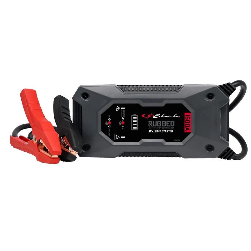 Schumacher Rugged - 1500A 12V Battery Booster - Cars up to 7.0L Gas / 5.0L Diesel - SBX 462 - Super Powerful Flashlight - USB Port 2.4A Output / 2.0A Input - IP64 Protection