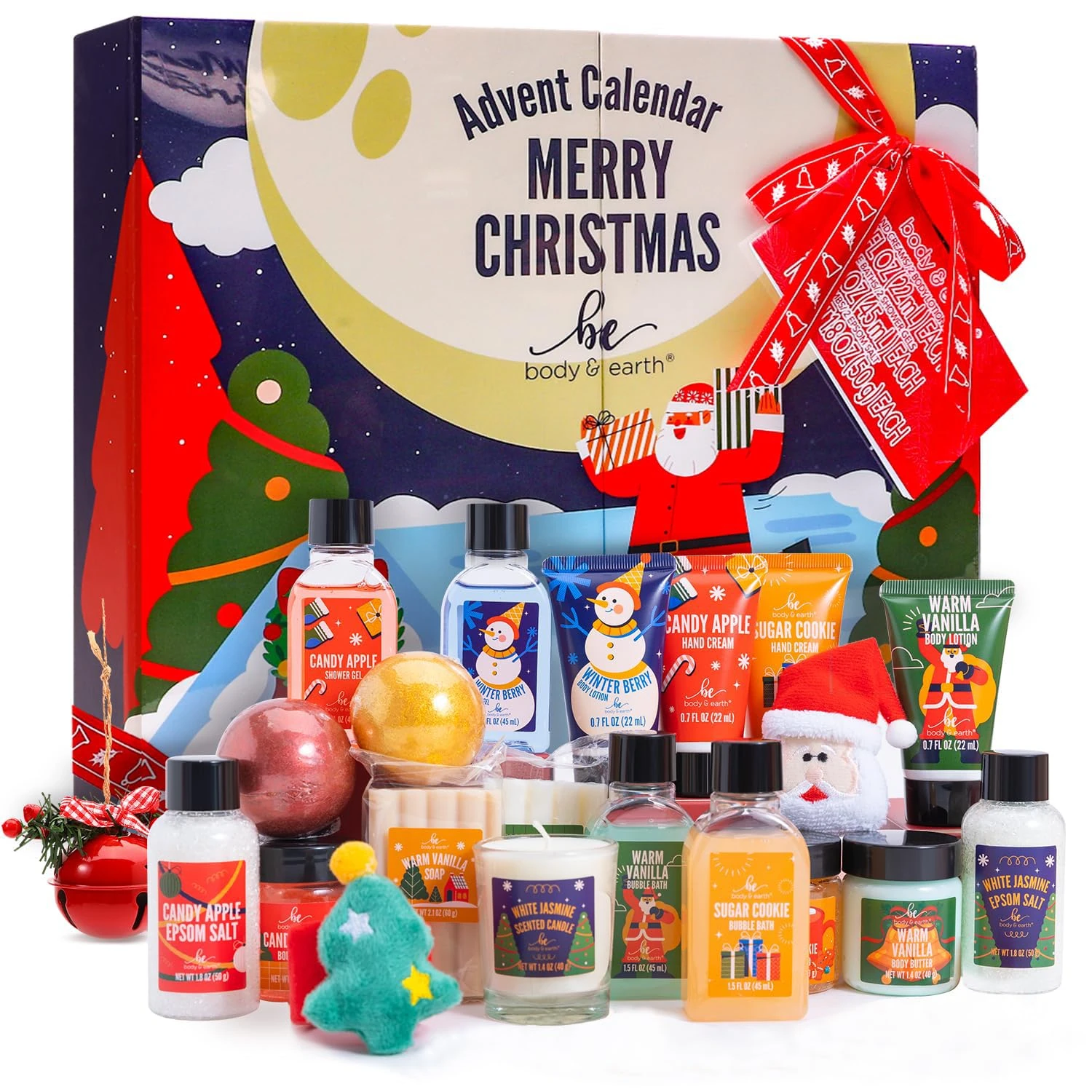 Advent Calendar 2025 Christmas for Women, 24pcs Bath Sets for Women Gift Christmas Spa Gift Set with Christmas Tree Bracelet, Bubble Bath, Xmas Decorations etc, Xmas Gift Idea for Mum, Daughter