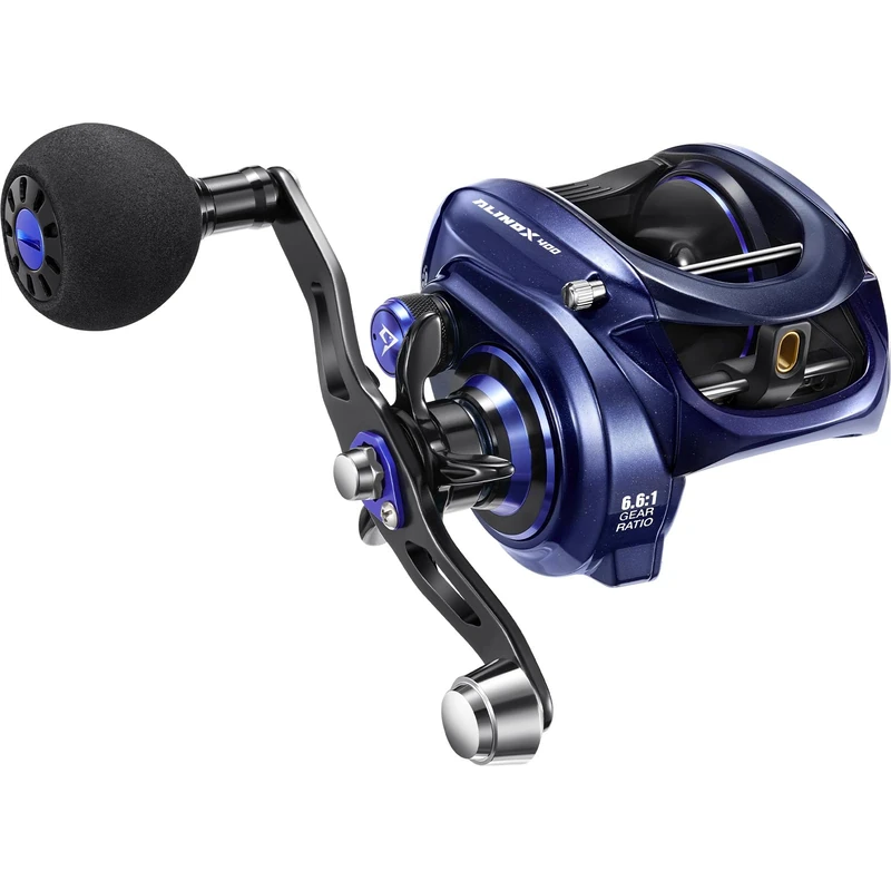 Piscifun Alijoz 400 Baitcaster Fishing Reel, 35Lbs Max Drag Aluminum Alloy Frame Baitcasting Reel, 6.6:1 Gear Ratio Freshwater & Saltwater Low Profile Casting Reel for Musky, Blue-Violet Right Handle