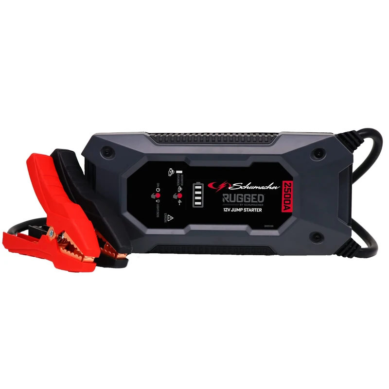Schumacher Rugged - 2500A 12V Battery Booster - Cars up to 10.0L Gasoline / 7.0L Diesel - SBX 464 - Super Powerful Flashlight - USB Port 2.4A Output / 2.0A Input - IP64 Protection