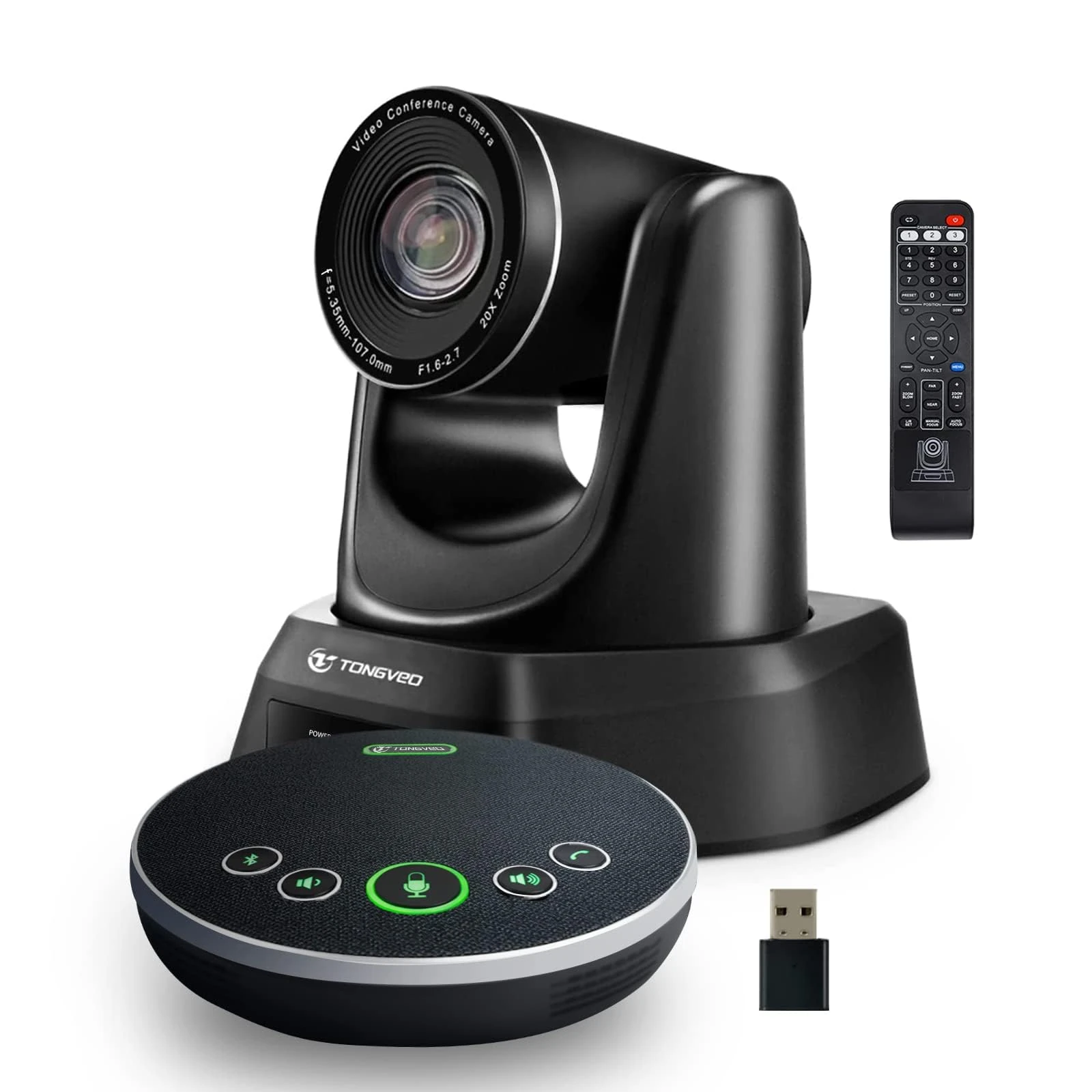 TONGVEO Conference Room Camera System with Bluetooth Microphone, USB PTZ Video Camera Collaboration for Larger Meeting Room Education Church
