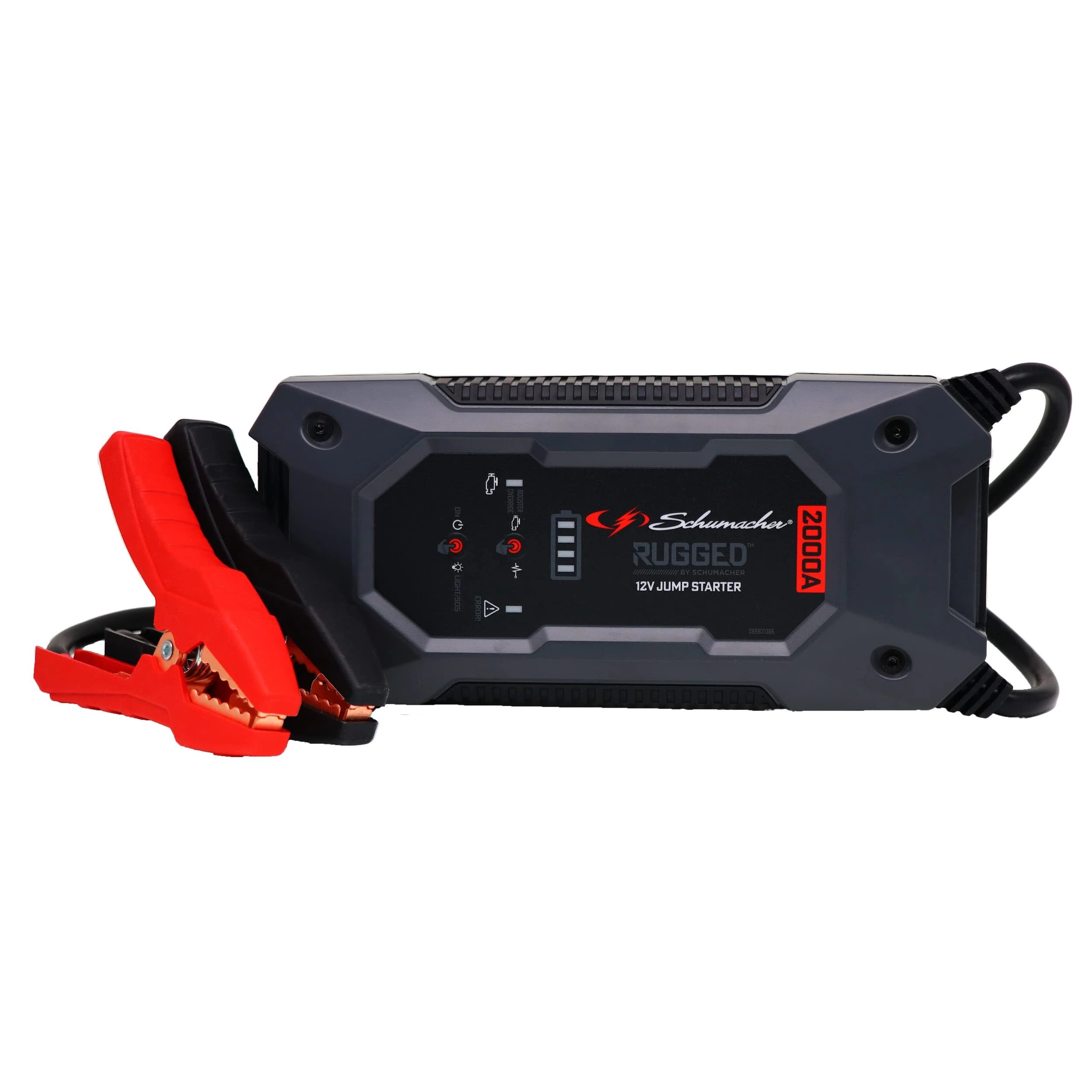 Schumacher Rugged - 2000A 12V Battery Booster - Cars up to 8.0L Gasoline / 6.0L Diesel - SBX 463 - Super Powerful Flashlight - 2.4A USB Output / 2.0A Input - IP64 Protection