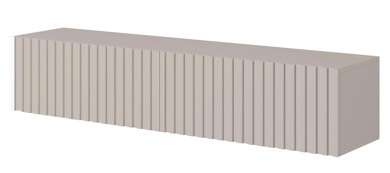 SELSEY Wooden Wall-Mounted TV Cabinet 138.6 x 31.6 x 30 cm for TVs Up to 60'', Taupe Grey Finish with Slatted Front, MDF Body, Modern Rustic Units for Living Room