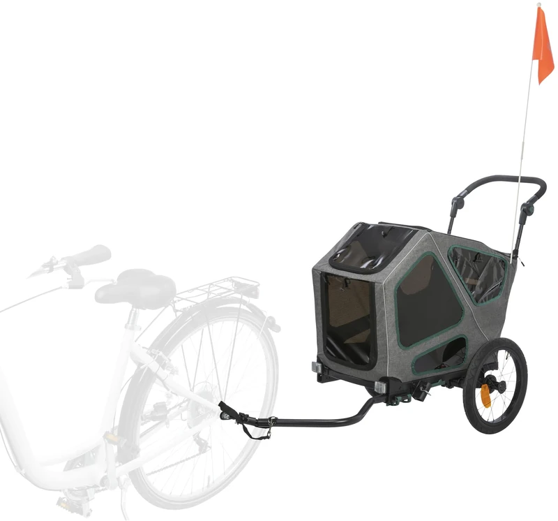 TRIXIE dog trailer for bicycles 16.1 × 21.3 × 24.4 inches up to 55.1 lbs – suspended dog bike trailer with high front section – with extra-large rear door, 12800